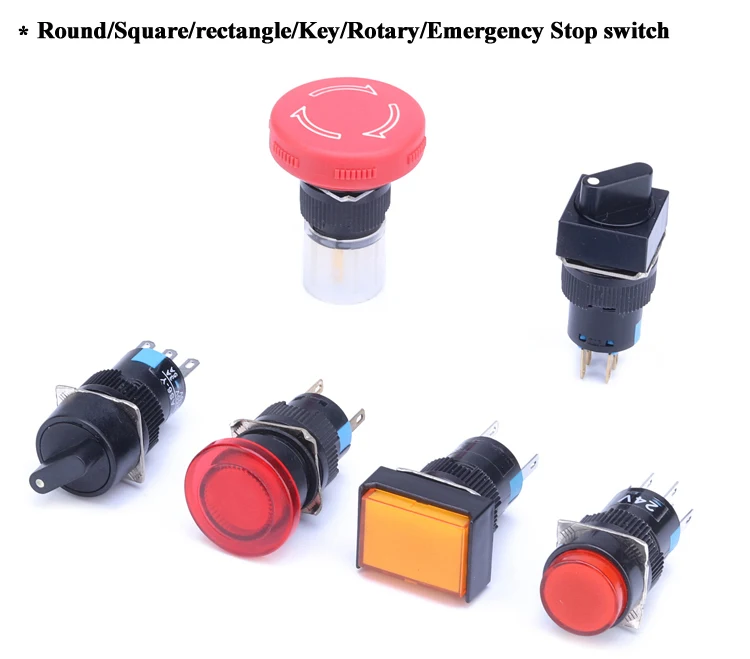 12 Volt Emergency Push Button Switch 16mm 1no1nc Push Button Switch ...