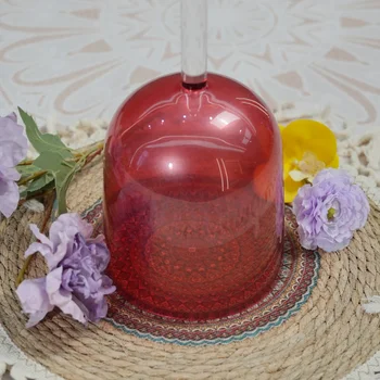 EAST Red Color Clear Crystal Bowl Alchemy Handle Quartz Singing Bowls