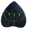 Mezza catena in pizzo nero-4 pietre verdi oro-9906