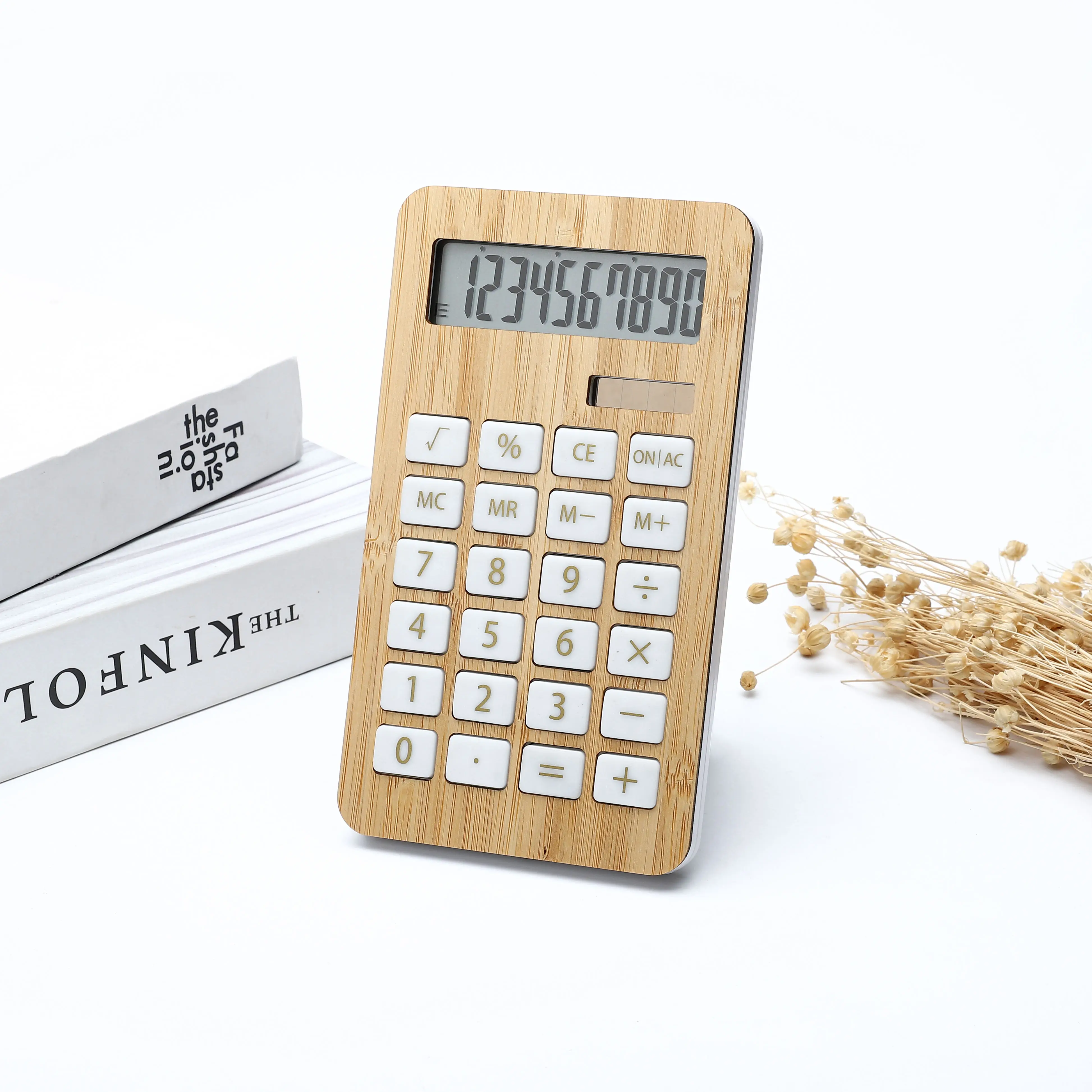 Useful Electronic Calculator Office Stationery 10-Digit Soft Wood Bamboo Calculator