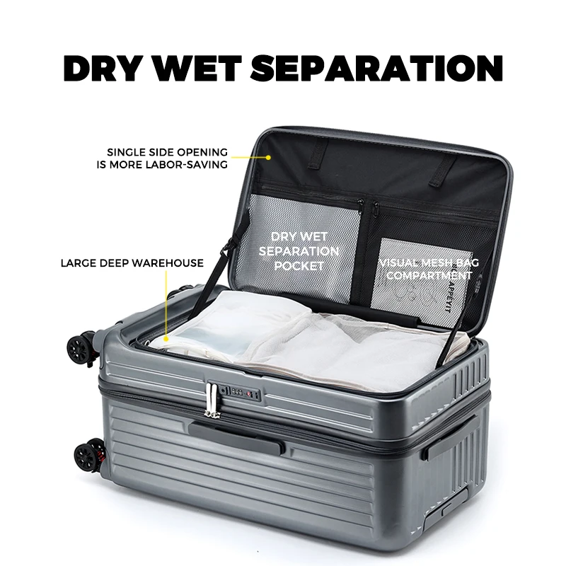 2026 20Inch New Large Capacity Suitcase Front Side Open Lid Rolling Luggage  TSA Lock Boarding Case Travel case Luggage