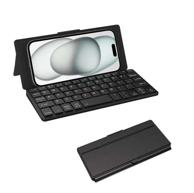 Portable BT Wireless 2.4G Keyboard Stand New Design Keyboard for iPad iPhone Mac for Samsung Tablets Foldable Phone Keyboard