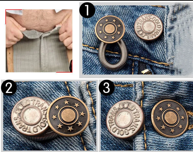 Unisex Jeans Metal Button Magic Extender Pants Waist Extender Snap Buttons