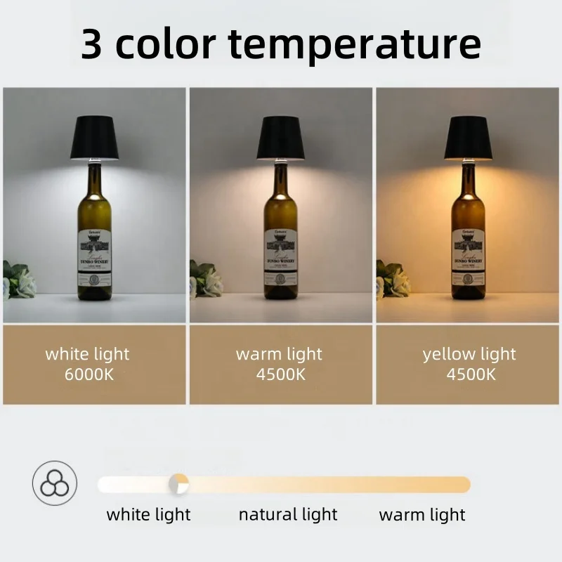 Rechargeable Battery Operated Touch Control Cordless Hotel Bar Restaurant Bedside Dinner Light LED Table Beer Wine Bottle Lamp