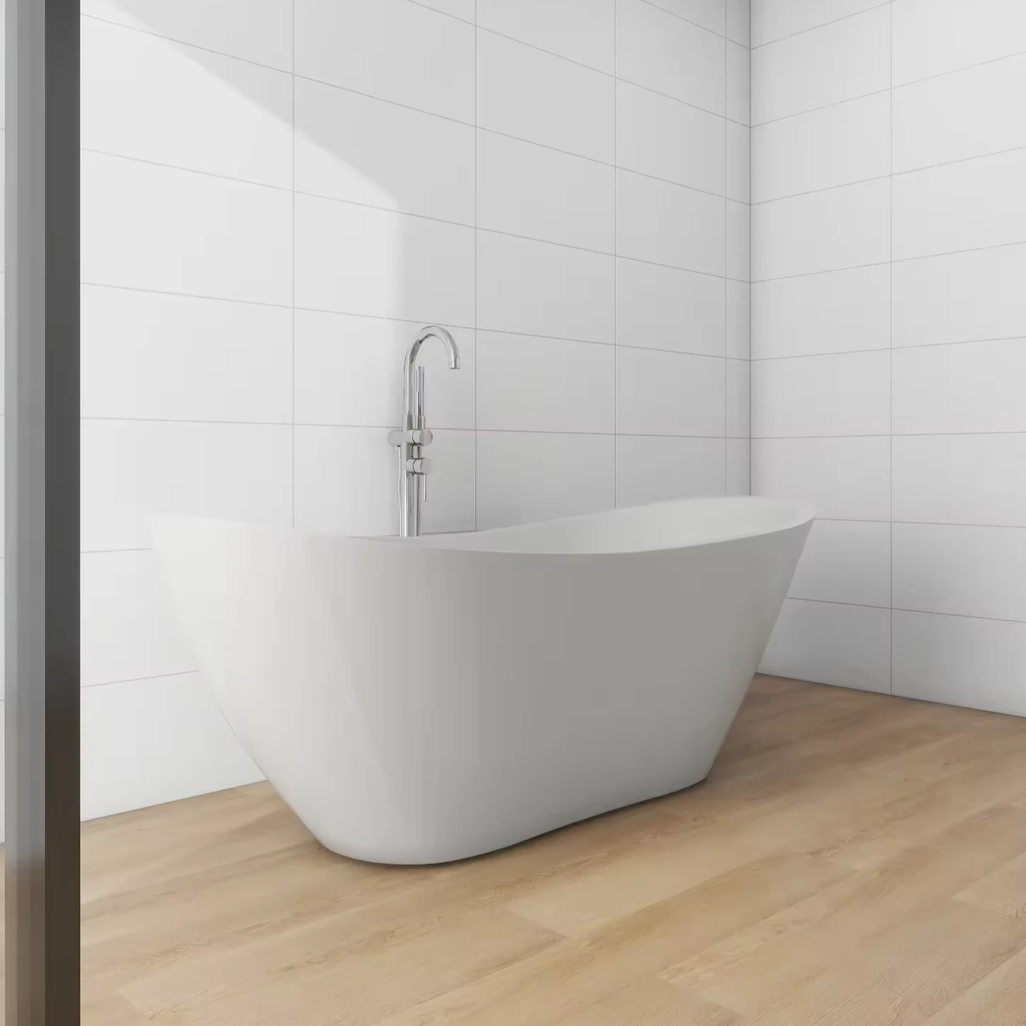 Icegalax Acrylic Bath Tub Freestanding Soaking Bathtub Stand Alone Walk