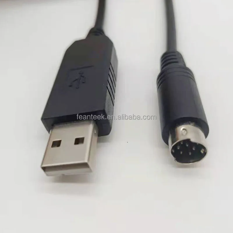 PL2303 USB в Mini DIN 8-контактный Штекерный разъем RS232 последовательный преобразователь адаптер программируемый кабель PLC