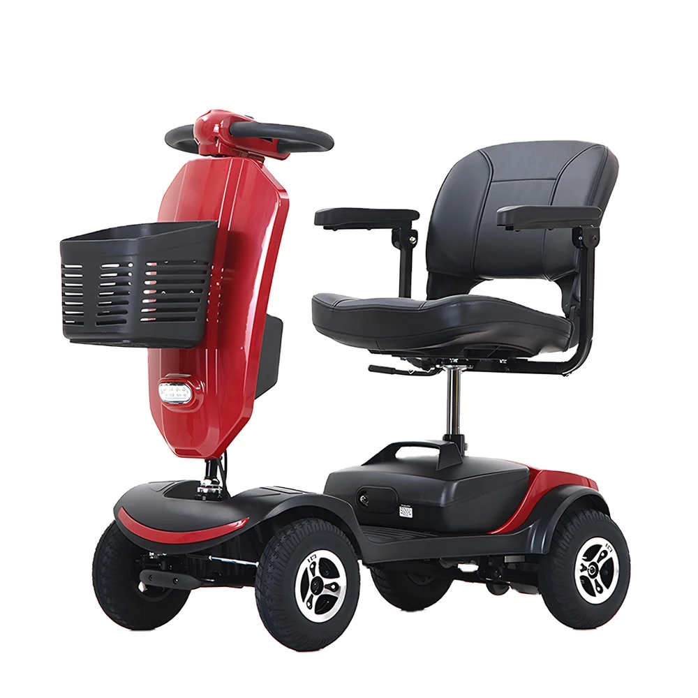 Handicapped Ready Vehicles Detachable 4 Wheel Folding Electric Mobility Scooter for Seniors Disabled