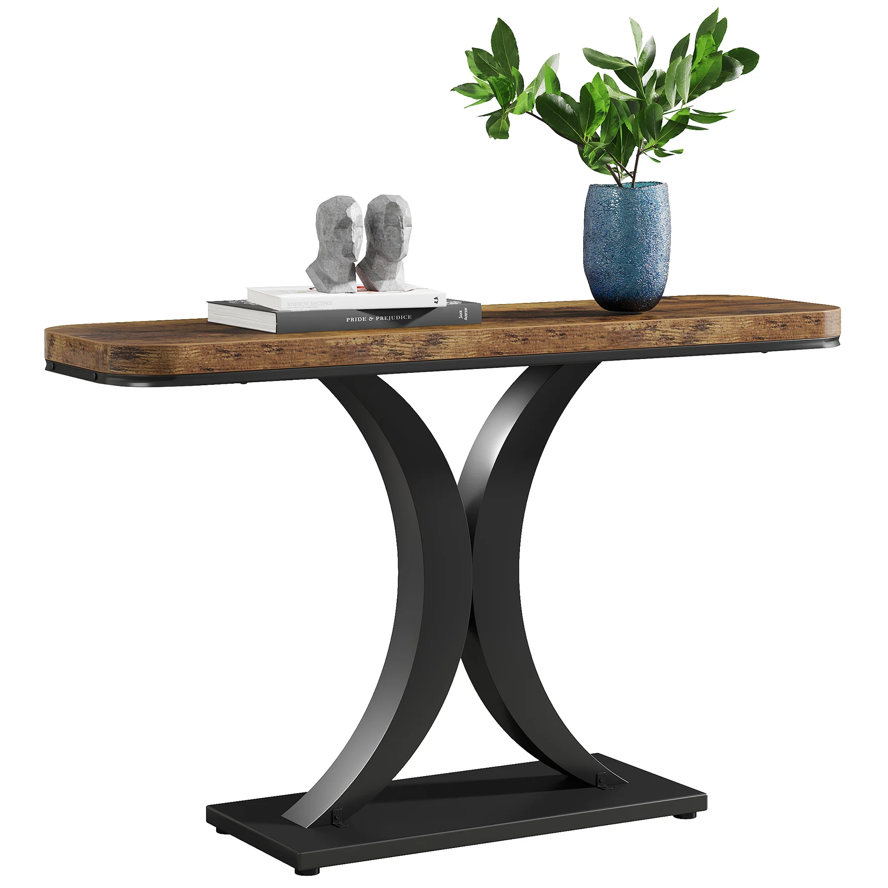 Tribesigns 40 inch Industrial Console Table Narrow Geometric Base ...
