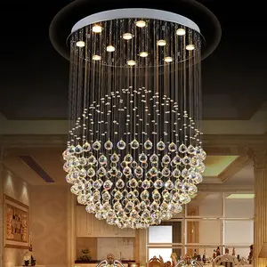 Modern Luxury Clear Lustre Raindrop Led Hanging Light K9 Crystal Ball Chandelier
