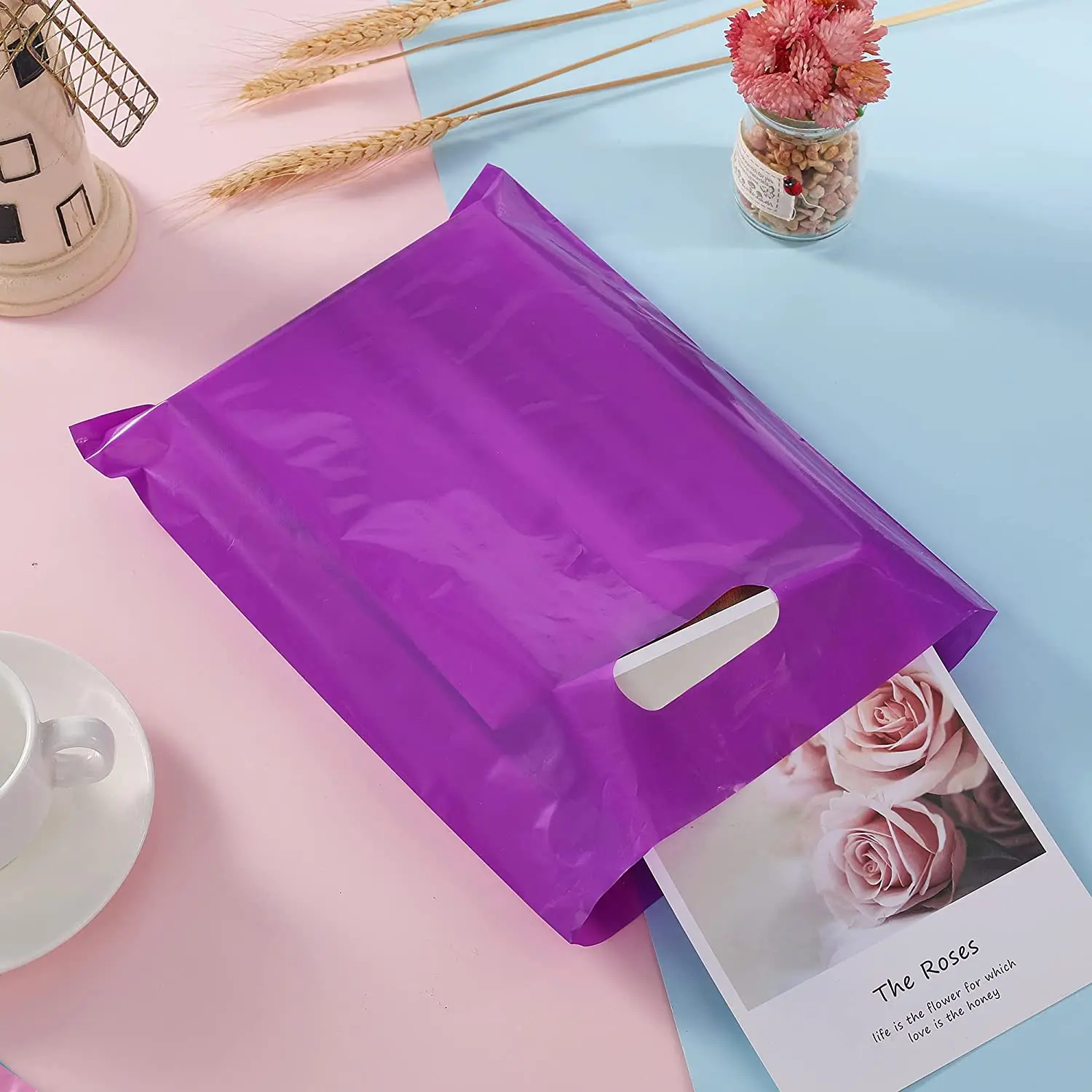 Ecofriendly Clear Glossy Merchandise Bags Plastic Retail Shopping Bags