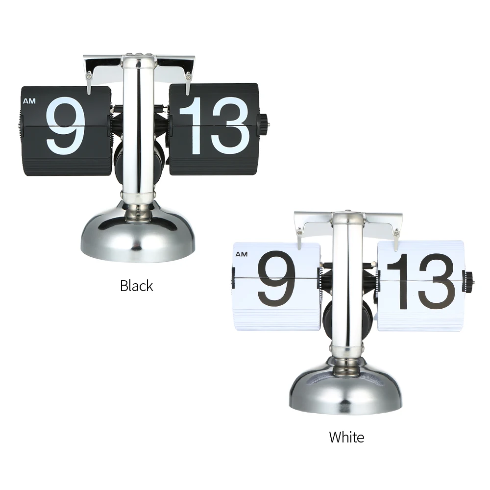 Small Scale Game Sports Timer Table Clock Retro Flip Over Clock Stainless Steel Flip Gear Operated Clock Watch