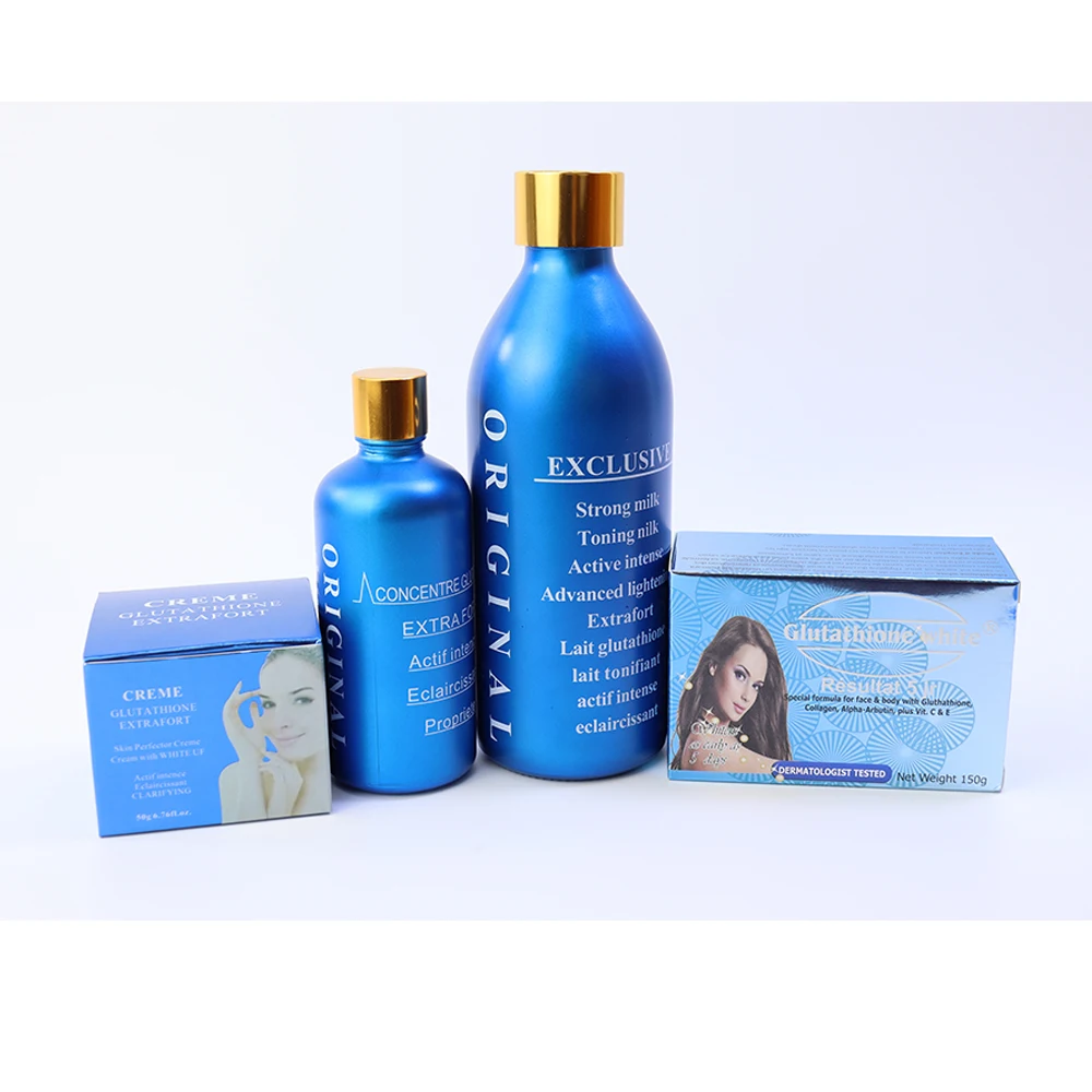 Factory Wholesale Blue Kit De Soins De La Peau Lait Gluta Original Fort  Face Anti Aging Whitening Body Skin Care Set