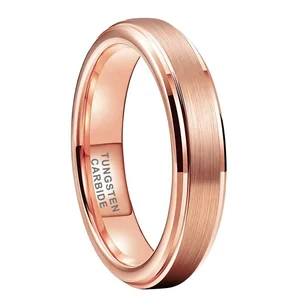 Coolstyle Jewelry 4mm Wholesale Rose Gold Plated Tungsten Ring for Women Men Dropshipping Fashion Engagement Wedding Band