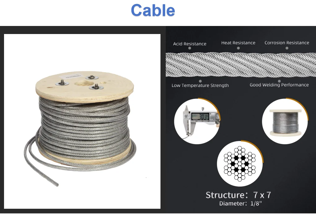 2023 Latest Cable Railing For Patios Terrace 5mm Cable S.S304 316 Brushed Mirror Surface Finish supplier