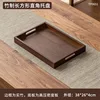 Plateau à angle droit en bambou foncé 38*26*4cm