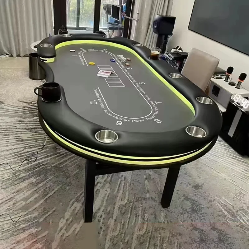 Luxury Poker Table - 240CMX120CM with LED Light & Folding Leg
