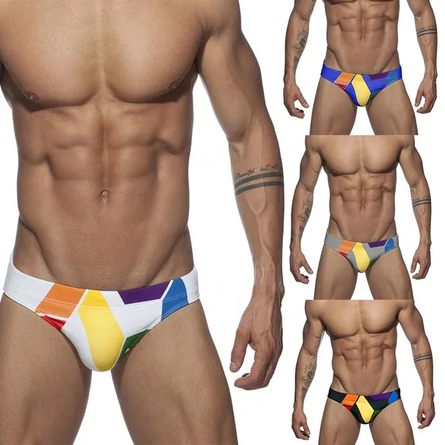 Custom New Private Label Men Briefs Shorts Triangle Low Waist Beach Board Surf Swim Trunks Swimsuit Sexy Bikini Swimwear For Men