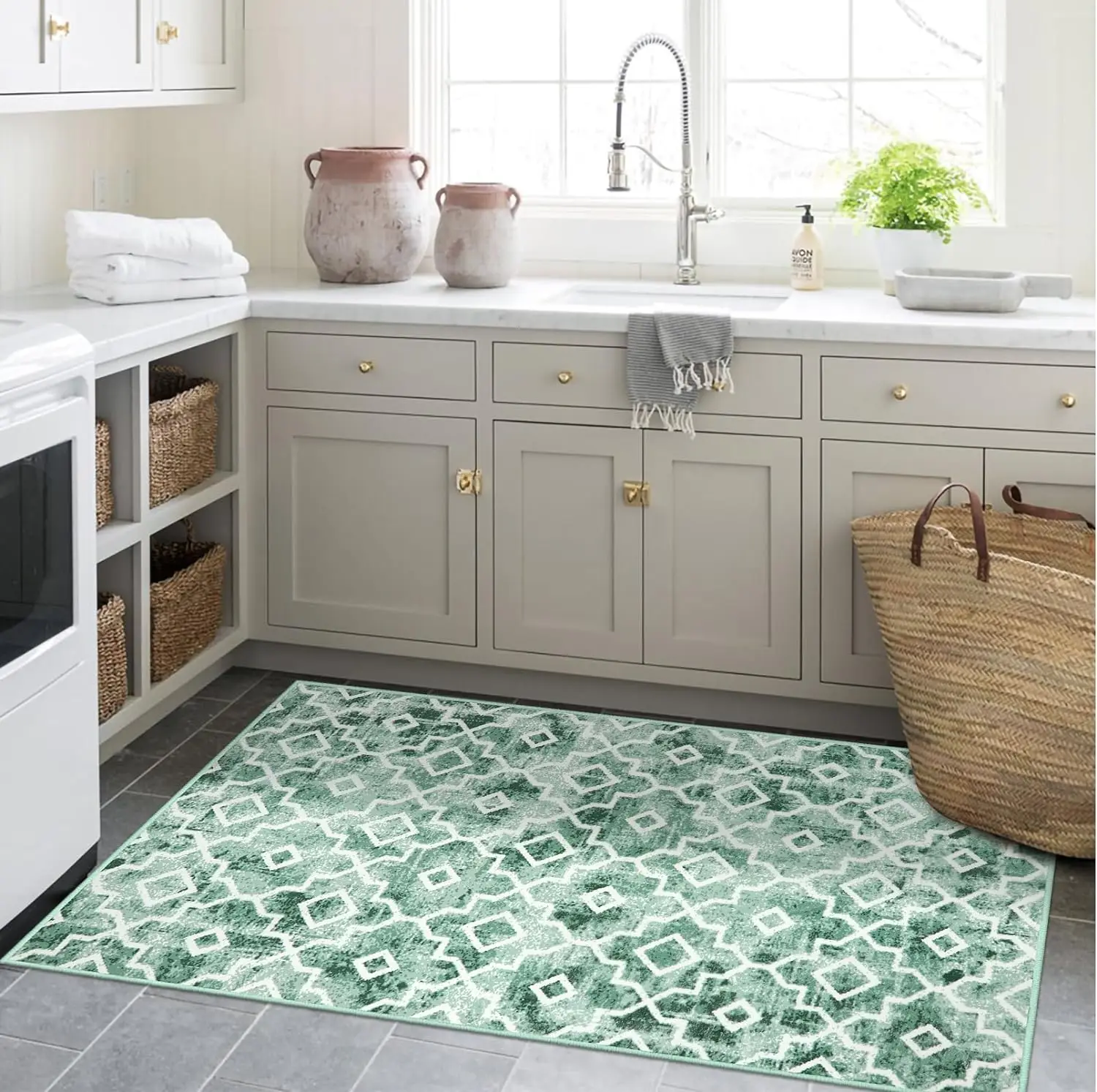 3d Patterned Green Emerald Checkered  Floor Carpets Living Room Thick Persian Bedroom Dorm Area Large Floor Rugs Pad