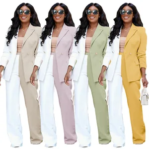 Hot Selling Female Blazers Elegant Office 2 Piece Sets Fashion Contrast Color Casual Business Suit