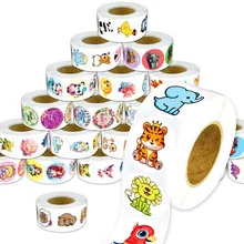 Roll Stickers Diameter 2.5 cm 500 Pcs/Roll Cute Animal Seal Dot Label Stickers DIY Decoration Suitable Children Adults Teenagers