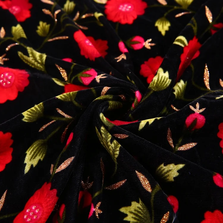 Отличное качество, 5000, недорогая велюровая ткань с цветочным принтом на Ближнем Востоке