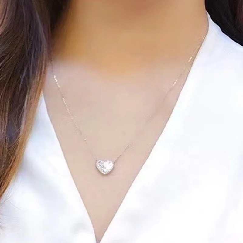 Exquisite Heart Pendant Necklace with Cubic Zirconia