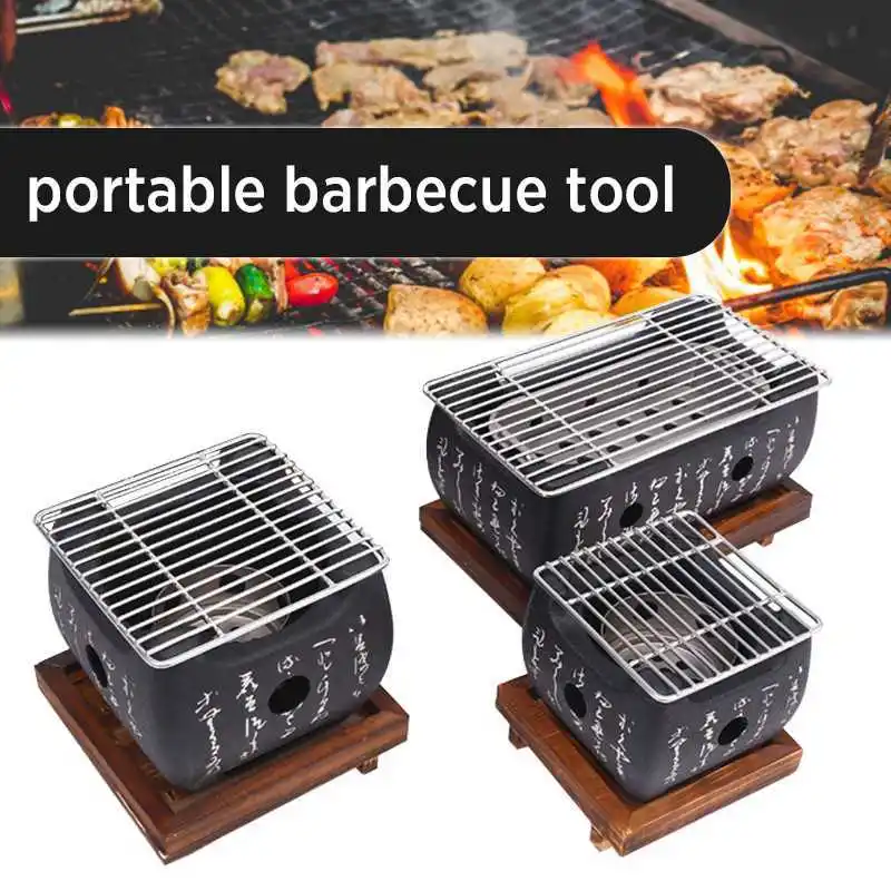 large BBQ Grill Japanese Charcoal Hibachi Stove Grilling Korean