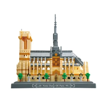 Kids France Famous Architecture 3D Model Diamond Bricks Mini Building Blocks Toys Notre Dame Of Paris World Landmark Blocks