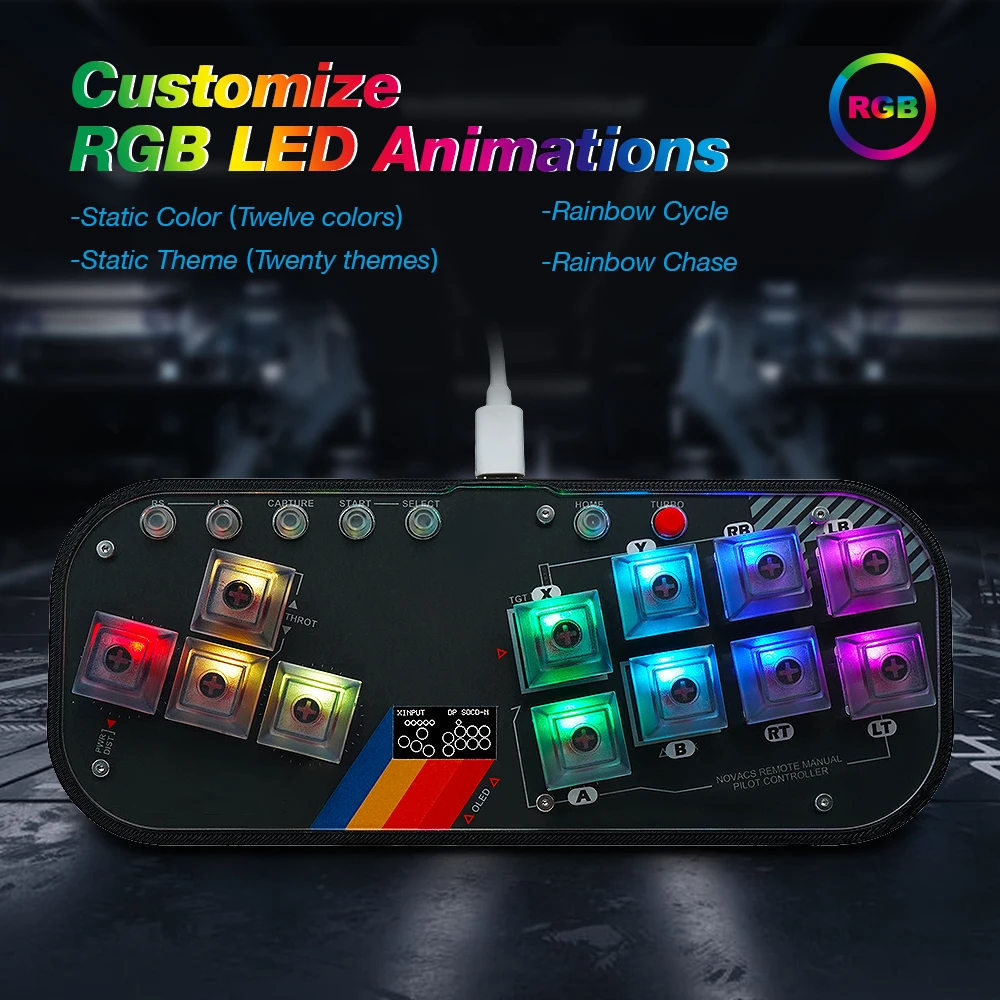 Mini Hitbox Flatbox WASD SOCD Fighting Stick SallyBox LED Light Controller Game Controller for PC/PS3/PS4/Switch