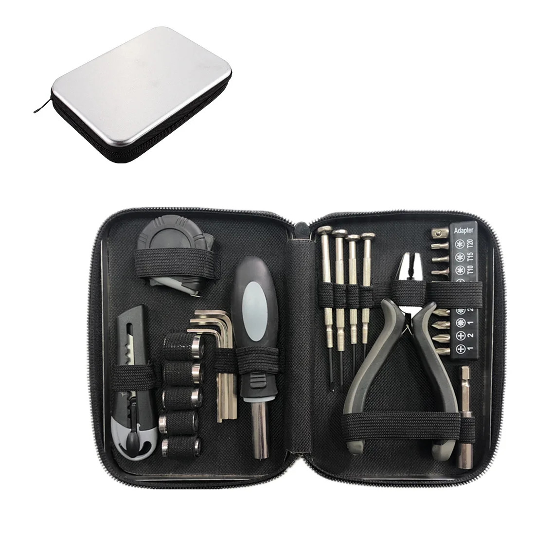 Customizable 27-Piece Carbon Steel Tool Set with Soft Case
