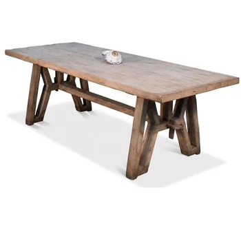 Vintage Rustic Solid Reclaimed Wood Antique Folding Farm Dining Table