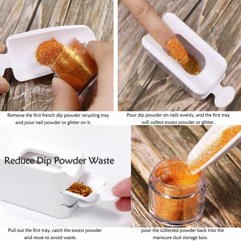 Tray System with Spoon, Nail Dip Container Portable Dip Powder