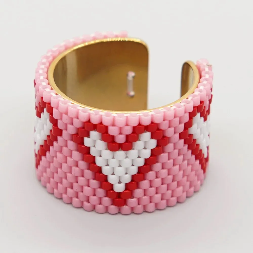 LS-C1878 Boho Ring - Unisex Heart Design with Miyuki Beads