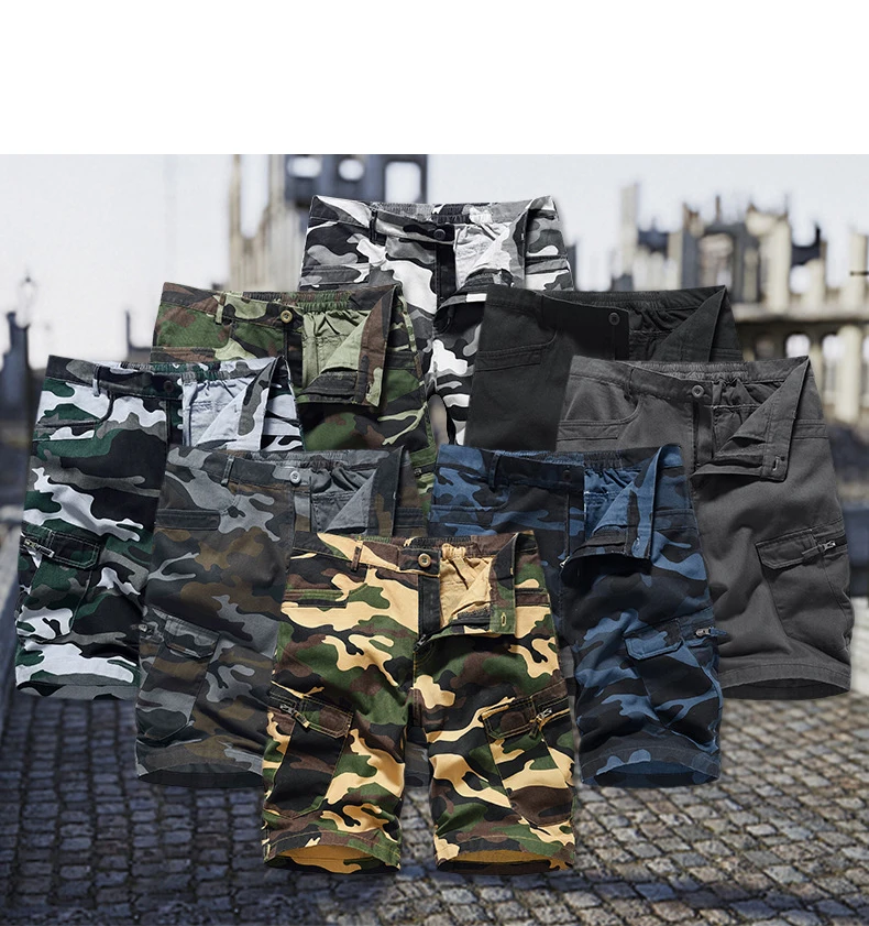 Tactical Casual Short Jeans Camouflage Men's S Men Short Pants Camo Multi Color Canvas Fabric Print Pattern Board692_voghion.com