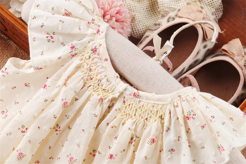 9-36 Month Infant Toddler Baby Girls Clothes Sets Embroidery Hand Smocked  Dress Boutiques Wholesale Kids Clothes C75015