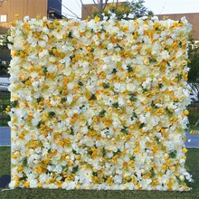 Hot selling yellow flower wall artificial flowers babysbreath ranunculus rural style for home wedding decor party decor