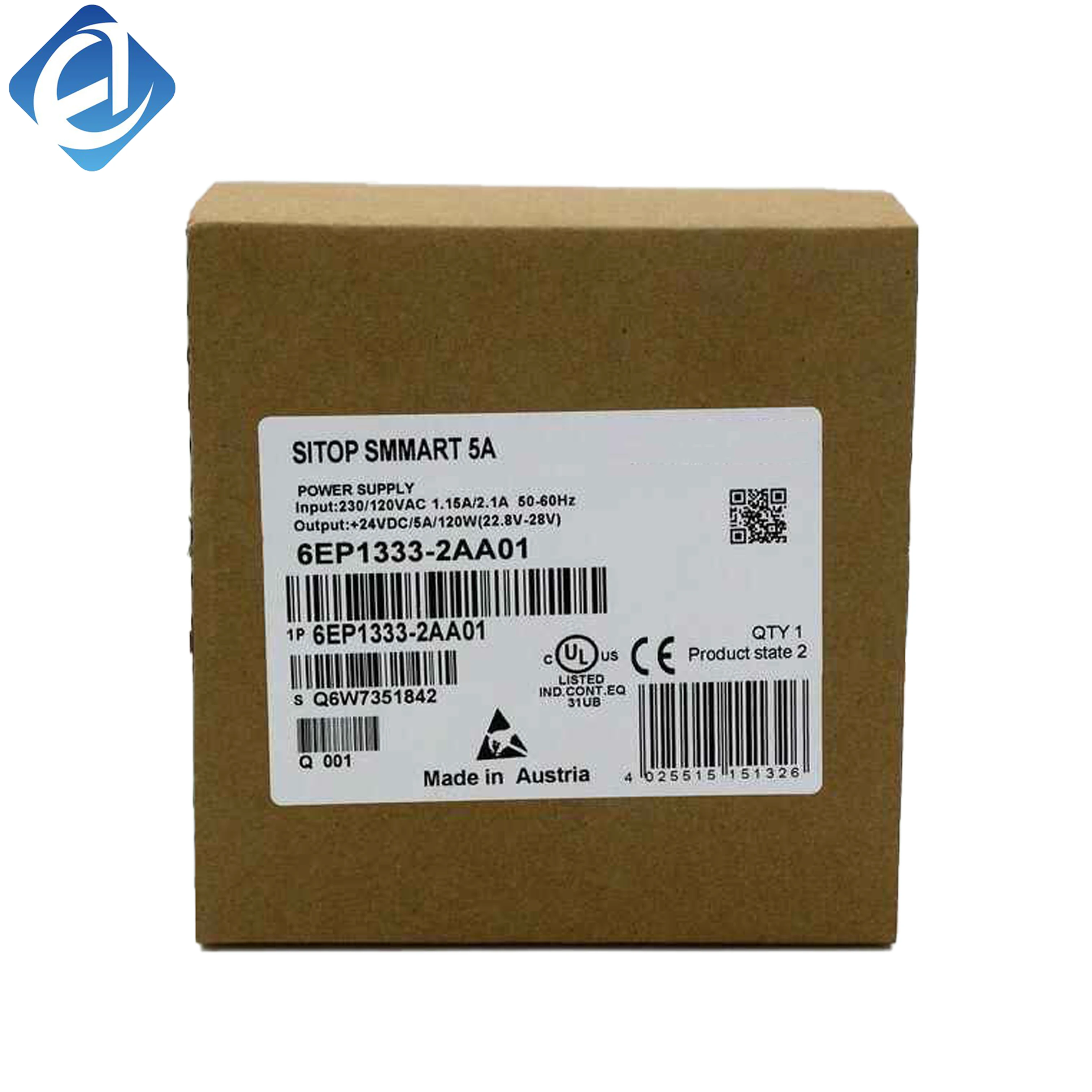 New Original 6EP1333-2AA01 SITOP regulated switching power supply. Provides stable 24V DC output, overload and short circuit protection, low ripple and high efficiency, applies to PLC, sensors 