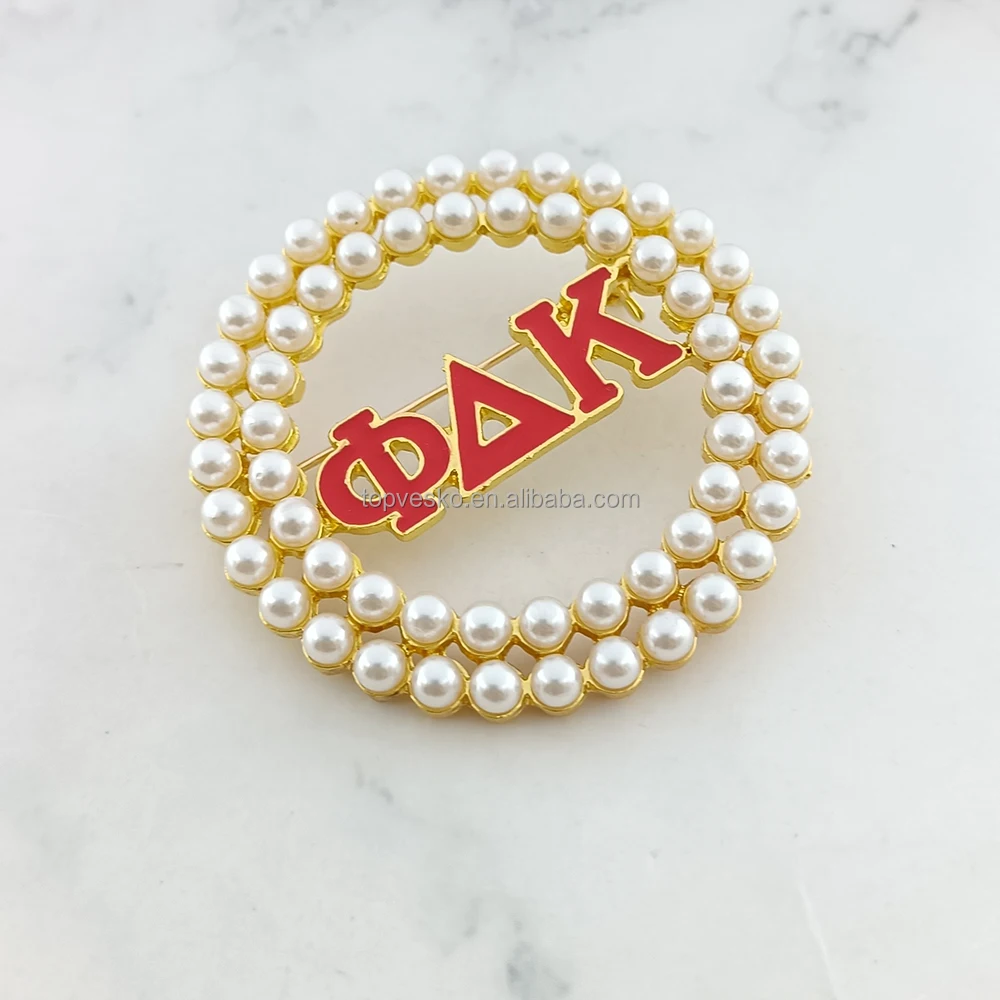 ALPHA Sorority 1908 Brooch - Metallic White Pearl & Crystal Pin For Sisters, Finer Women Jewelry - View #7