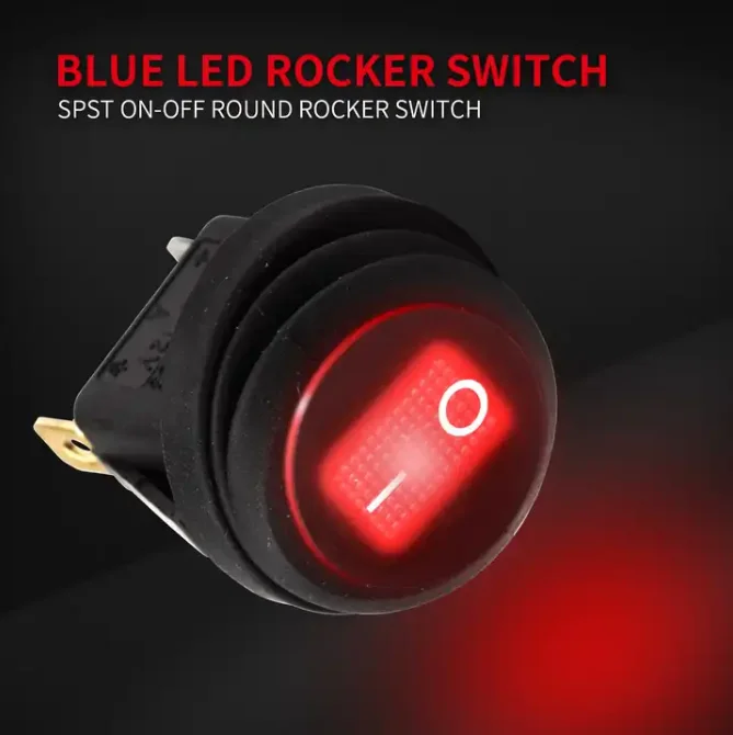 LED Illuminated Round Rocker Switch - SPST, DC Rated | Del City LED Illuminated Round Rocker Switch - SPST, DC Rated | Del City