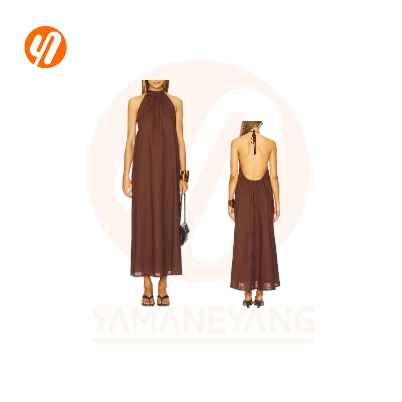 chinese dress ladies Linen 3/4 Sleeve Dress, S/M