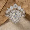 Pear Wedding Rings Couple Set