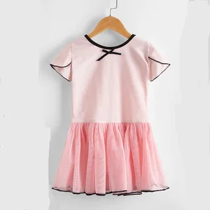Cute Dress for Children Sweet Performance/Dance/Photography Costume with Bowknot Mesh Training Dancewear