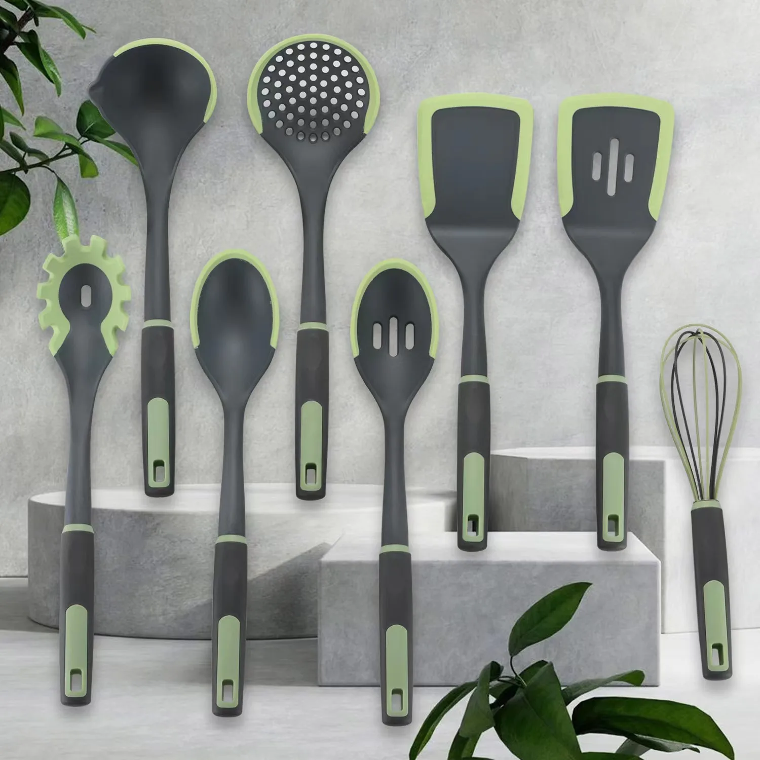 Silicone Nonstick Cooking Nylon Silicone Kitchen Utensils Set With