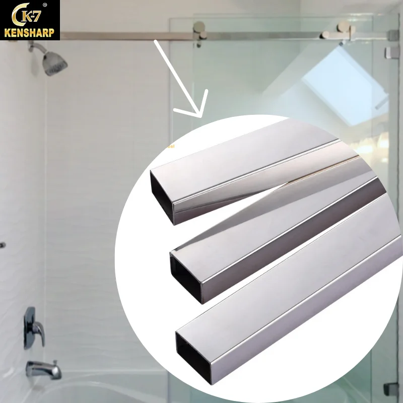Kensharp Square Guide Rail Track Assembly Accessories Sliding Glass Shower Door Hot Satin Polish Black Heavy Runner Wheels Track