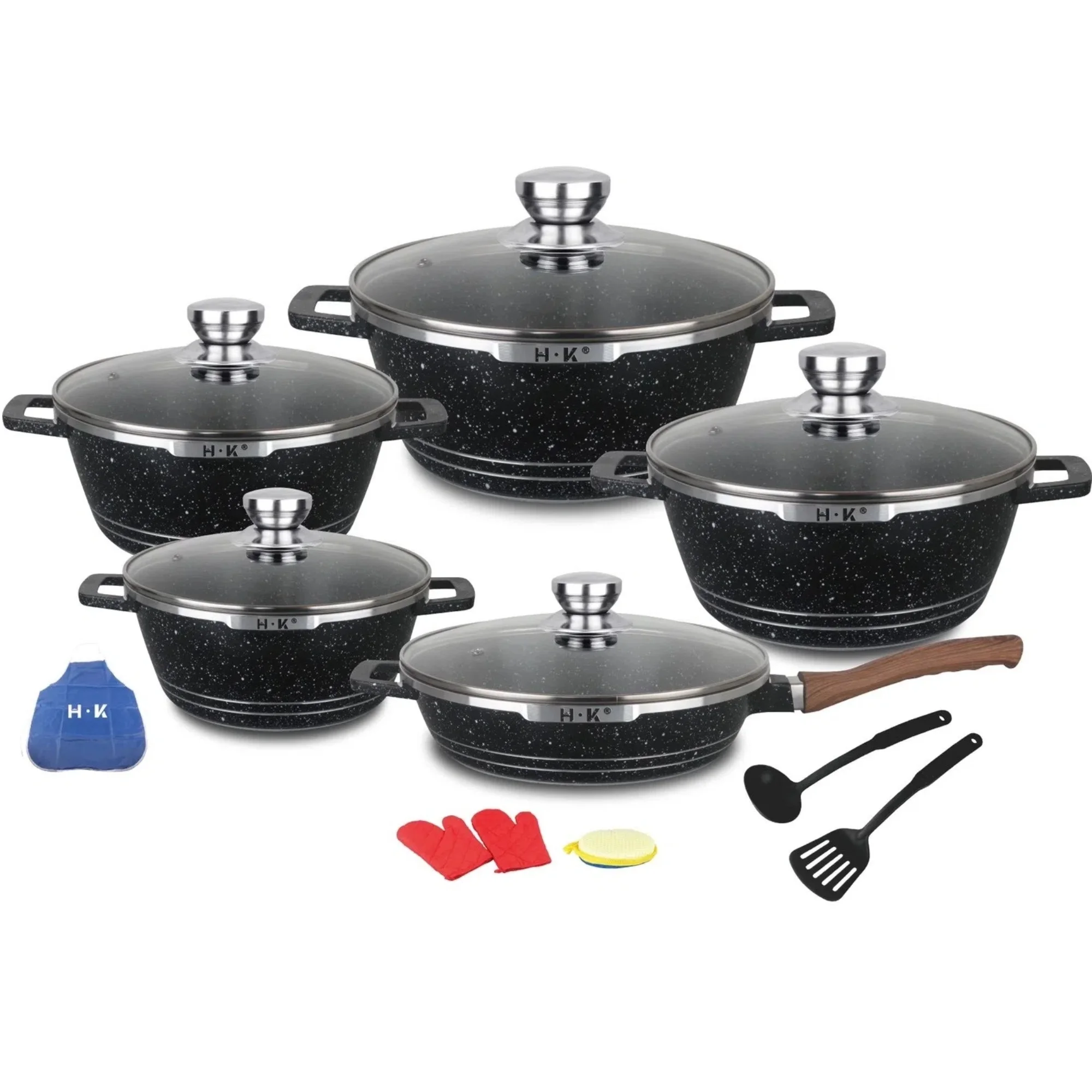 16 Pieces Cookware Set Non Stick Coating Kitchenware Set Aluminium Cooking Pots Cookware Die Cast Aluminium Metal Aluminum