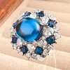 Blue pointed crystal chalcedony ring