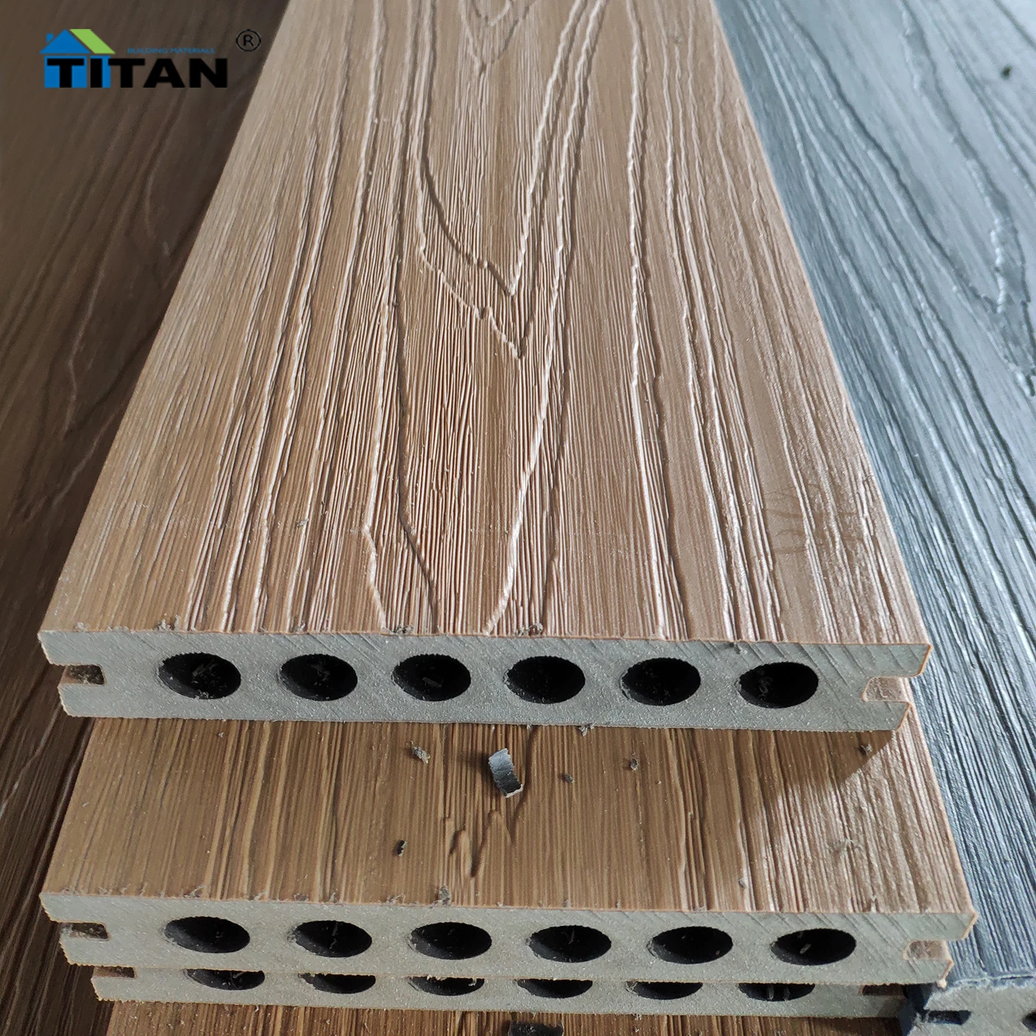 New Technology Wpc 3D Embossed Composite Decking