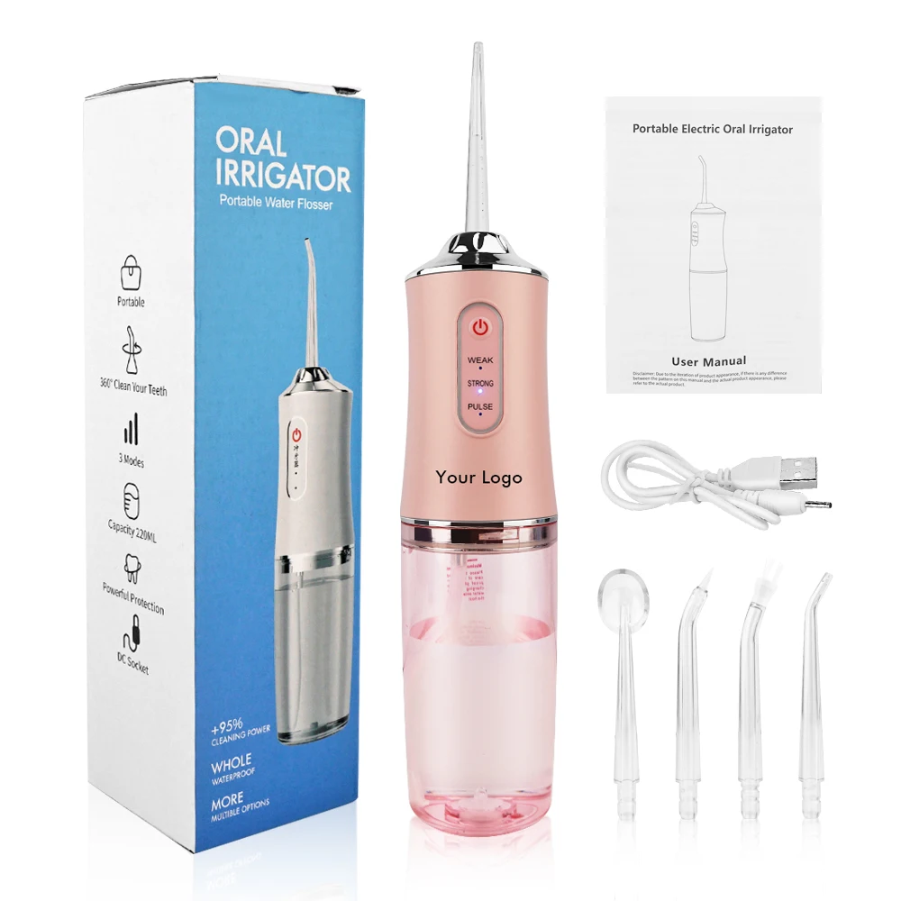 Portable Dental Water Flosser Oral Irrigator USB Rechargeable Water Floss  Jet Tooth Pick Tips 220ml Mouth Washing Machine