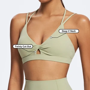 Wholesale Workout Custom Front Twist Sports Bra High Quality Women's Fitness Sports Bra Nylon Soft Gym Hollow Out Sexy Yoga Bra