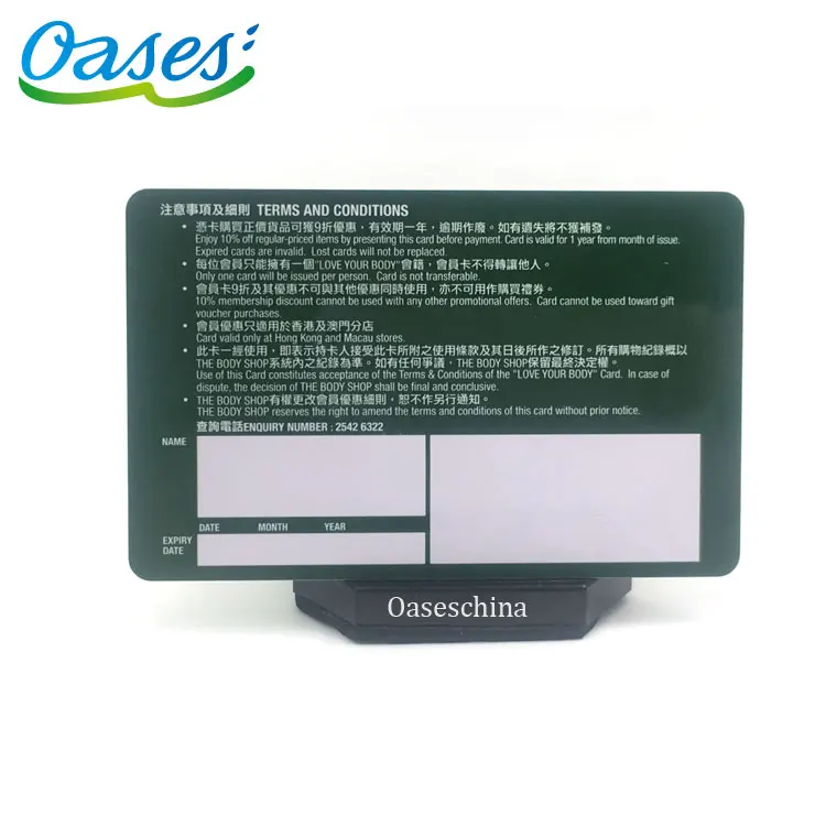 Plastic Material Printing Warranty Card with White Signatures for Watch
